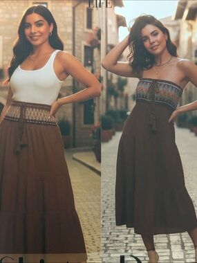Love is for Eternity Brown Skirt Dress NWT Size Large